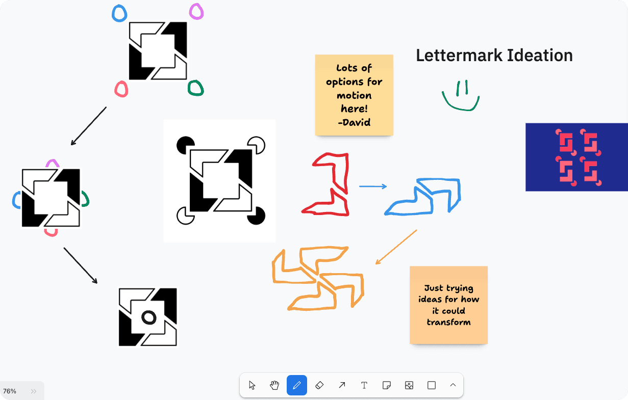 Sketchback's interactive canvas with images and drawings