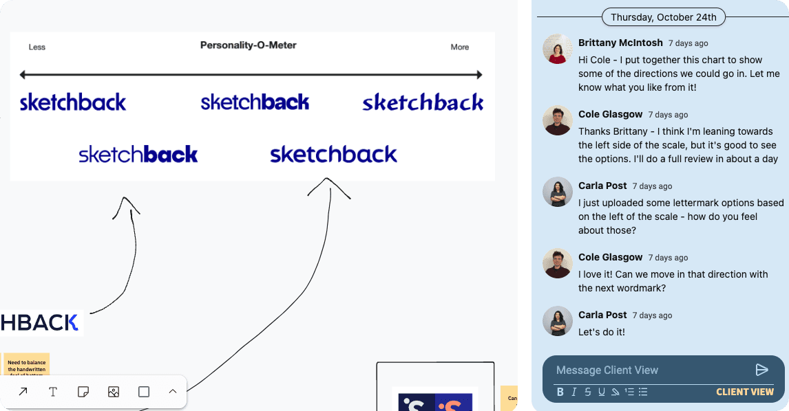 A conversation about a project in Sketchback