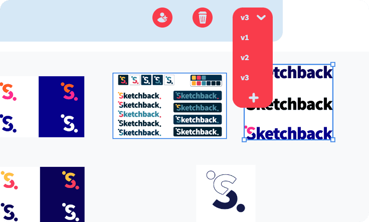 The versioning dropdown in Sketchback